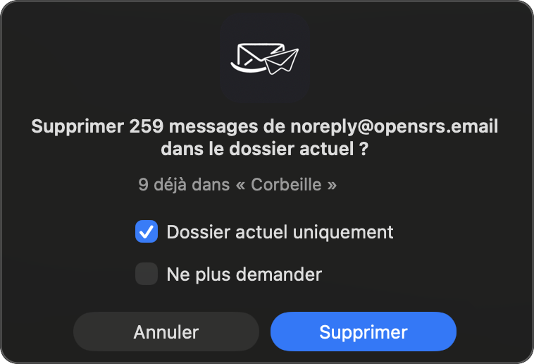 Boîte de dialogue de confirmation