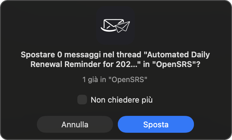 Finestra di conferma