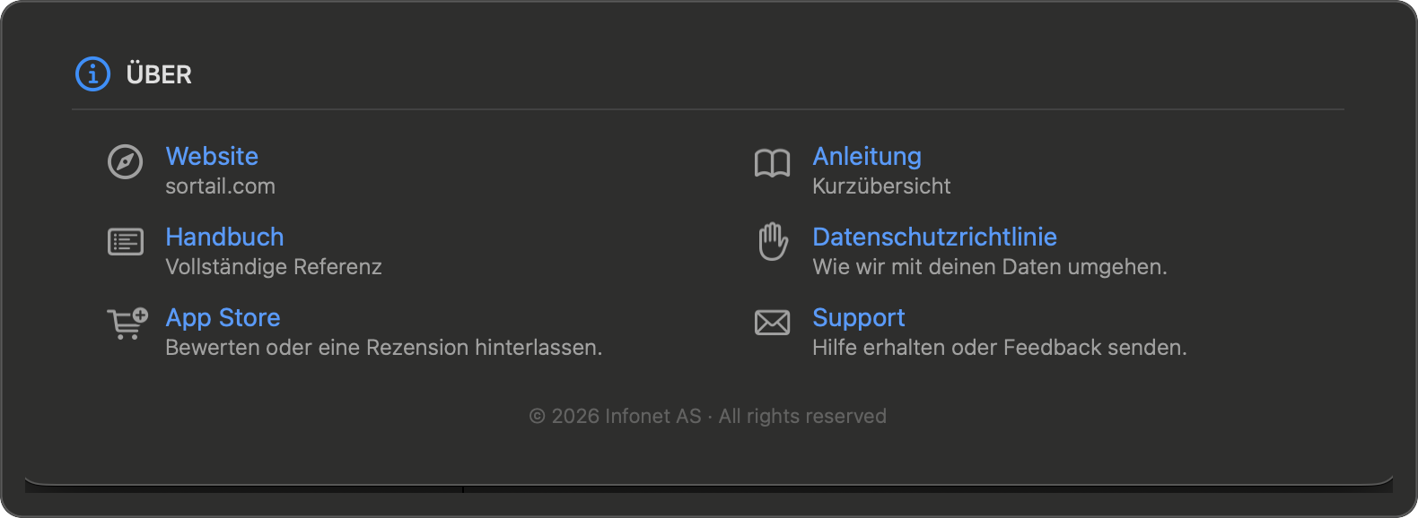 Einstellungen — Über