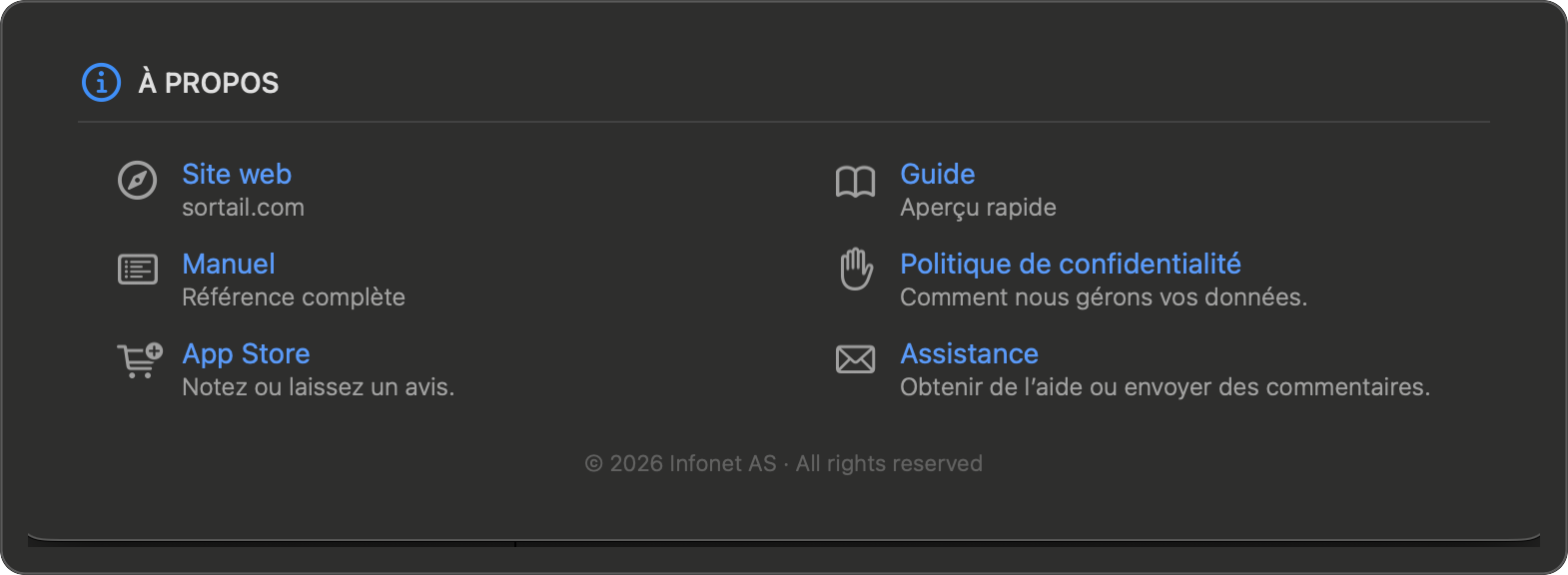 Réglages — À propos