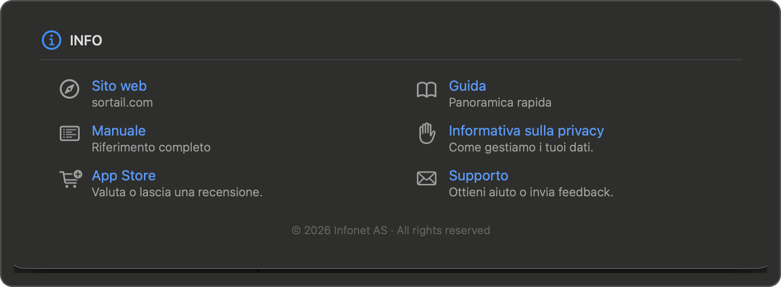 Impostazioni — Informazioni