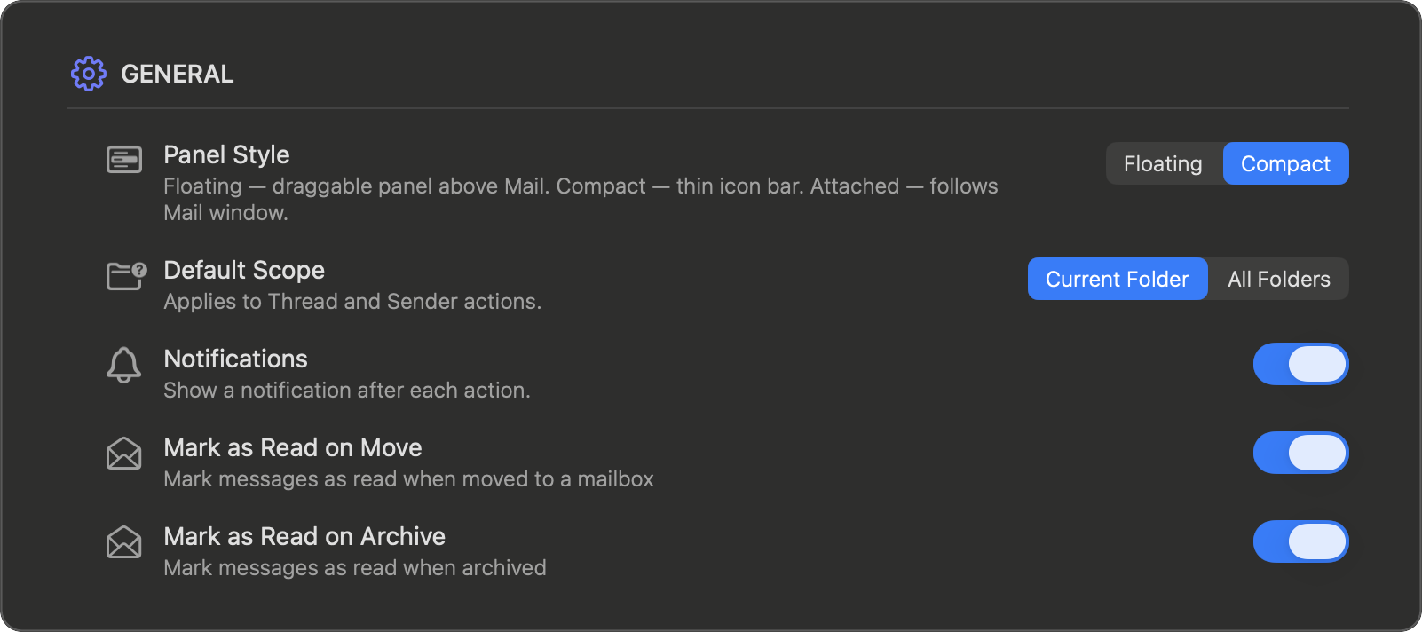 Settings — General