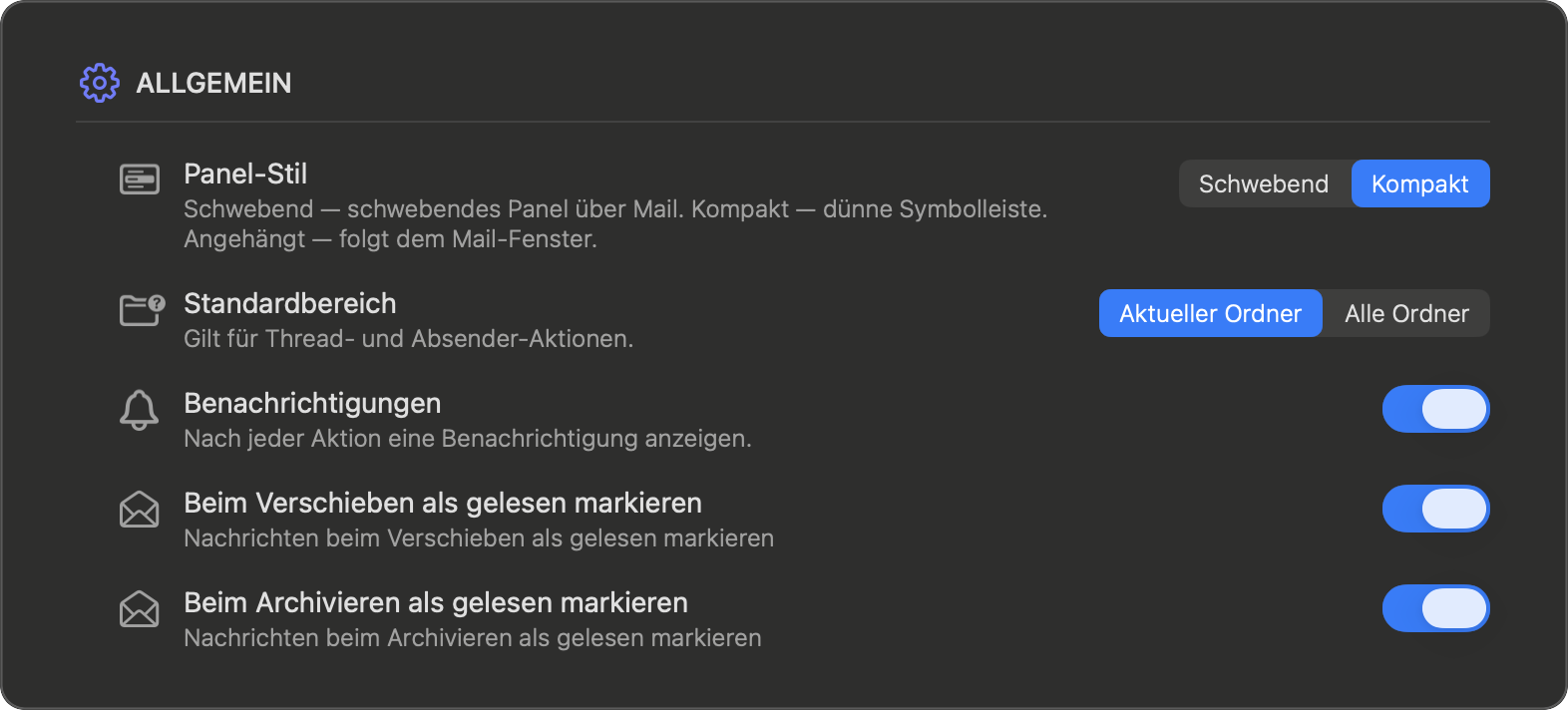 Einstellungen — Allgemein