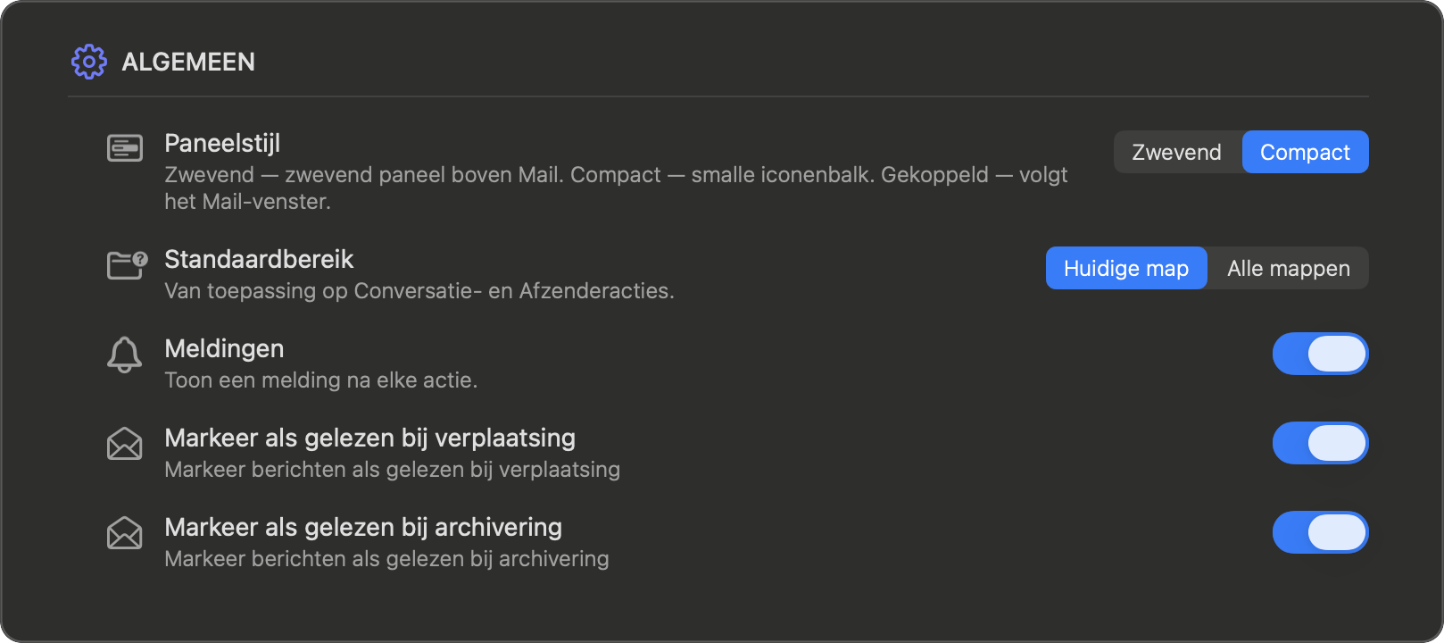 Instellingen — Algemeen