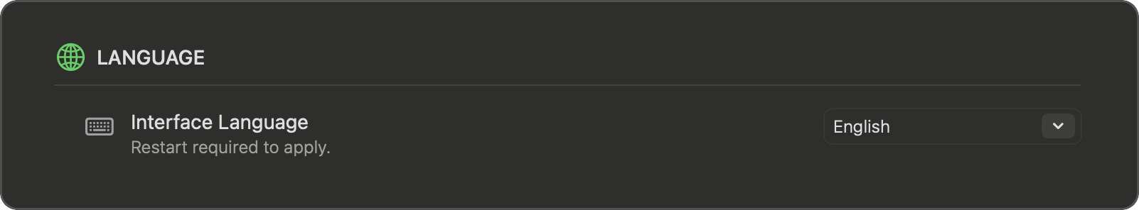 Settings — Language