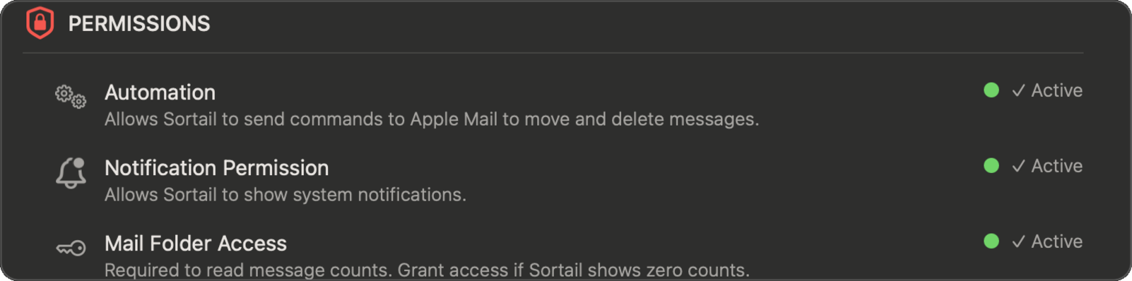 Settings — Permissions