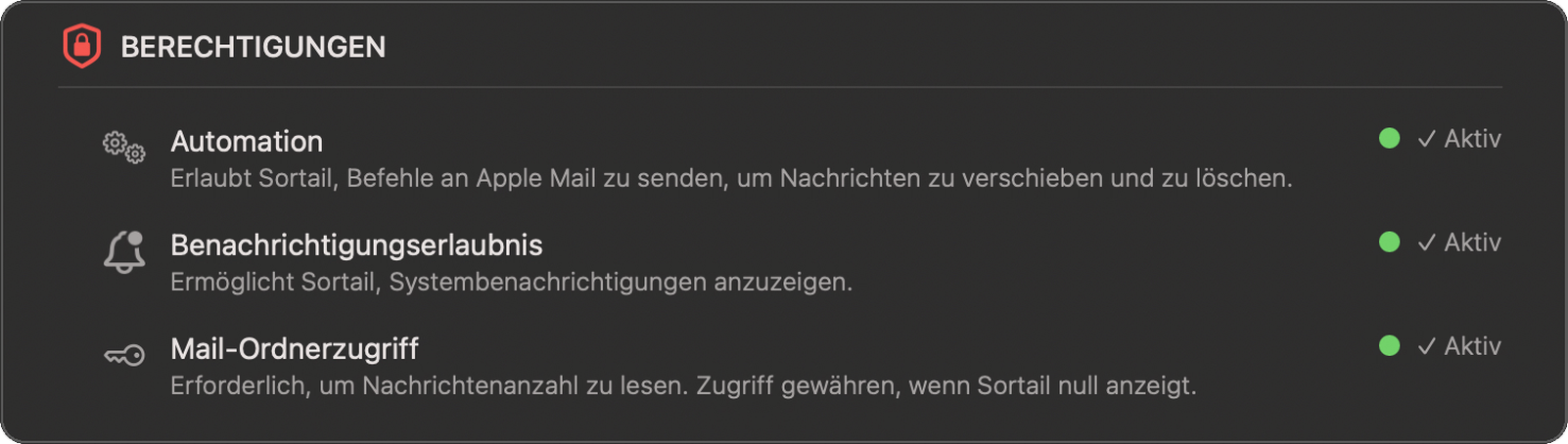 Einstellungen — Berechtigungen